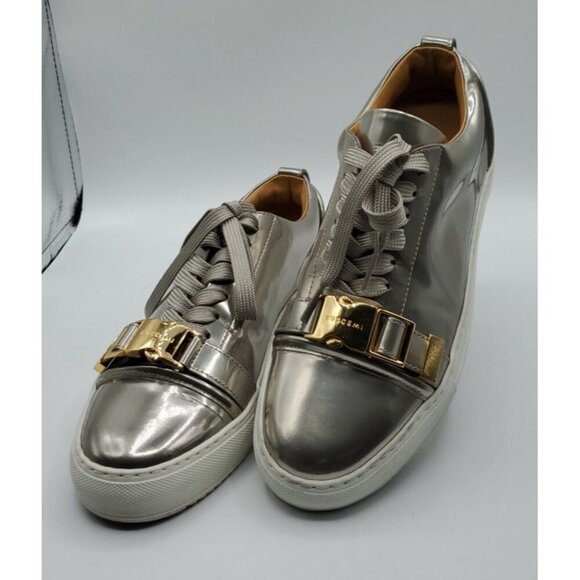 Buscemi Womens 50mm Platinum Leather Sneakers Shoes US 10 EUR 41 Italy - Picture 1 of 10